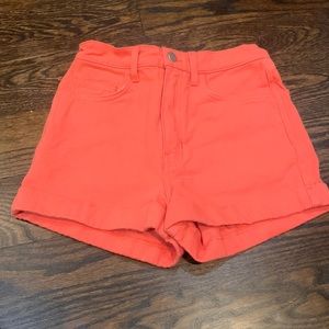American apparel high waisted cuffed shorts - coral coloured